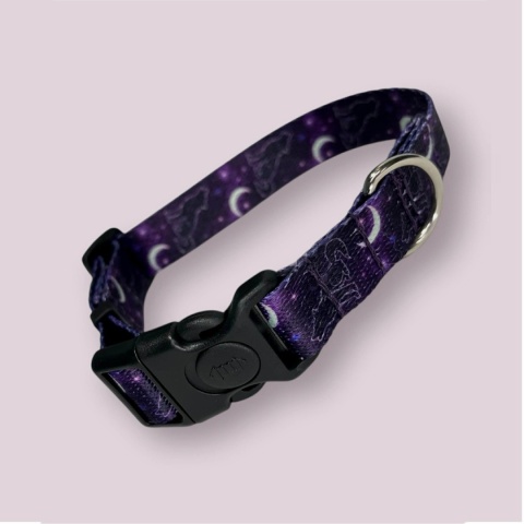 Obroża ,,Wilk pod księzycem'' szer.taśmy 2,5cm