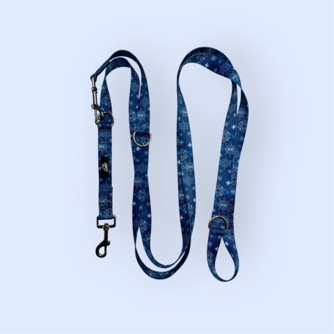 Smycz przepinana ,,Śnieżynki'' szer.taśmy 2,5cm